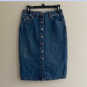 Denim Knee-Length Pencil Skirt  - US 6
